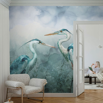 Self-adhesive wall mural with a birds of nature design