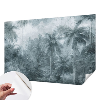 Stick-on wall mural with tropical vegetation motif