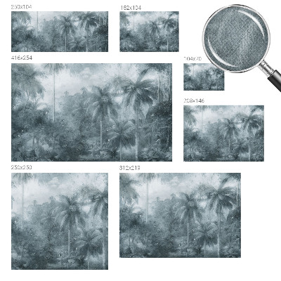 Stick-on wall mural with tropical vegetation motif