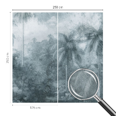Stick-on wall mural with tropical vegetation motif
