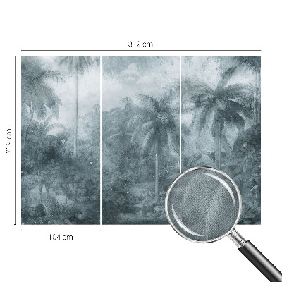 Stick-on wall mural with tropical vegetation motif
