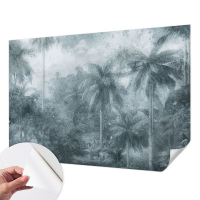 Stick-on wall mural with tropical vegetation motif