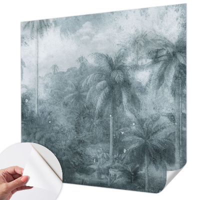 Stick-on wall mural with tropical vegetation motif