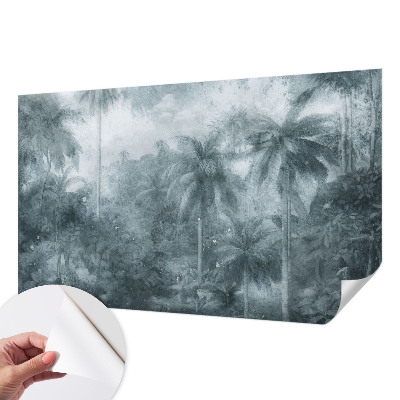 Stick-on wall mural with tropical vegetation motif