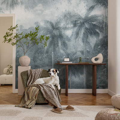 Stick-on wall mural with tropical vegetation motif