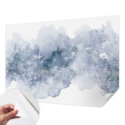 Removable wall mural wallpaper with a flower meadow design