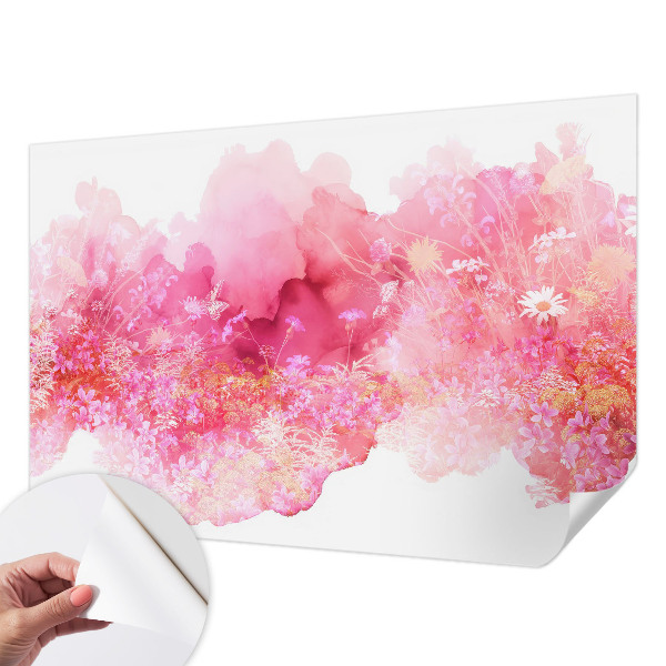 Removable wall mural with a floral pattern