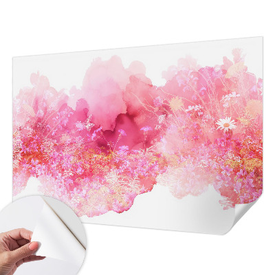 Removable wall mural with a floral pattern