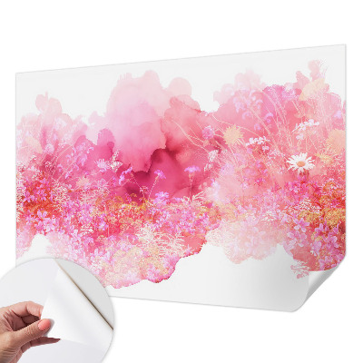 Removable wall mural with a floral pattern