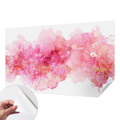 Removable wall mural with a floral pattern