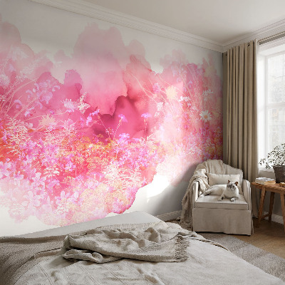 Removable wall mural with a floral pattern