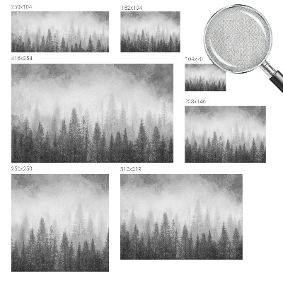 Peel and stick wall mural for living room with a misty forest scene