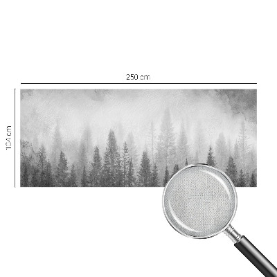 Peel and stick wall mural for living room with a misty forest scene