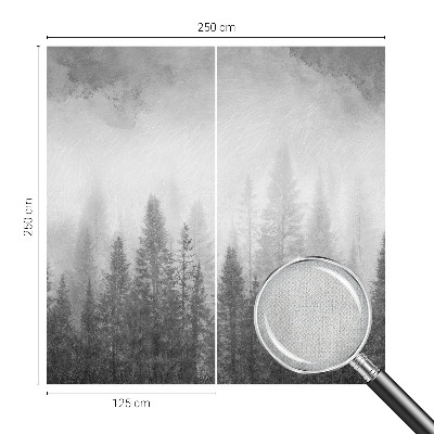 Peel and stick wall mural for living room with a misty forest scene