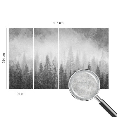 Peel and stick wall mural for living room with a misty forest scene