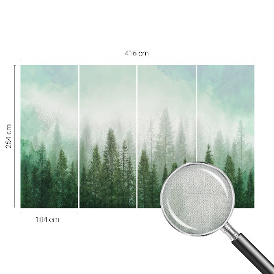 Peel and stick wall mural for bedroom with a wolf in a forest scene
