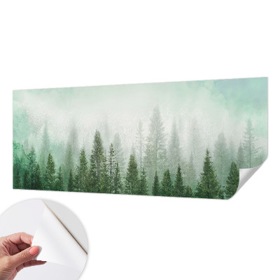 Peel and stick wall mural for bedroom with a wolf in a forest scene
