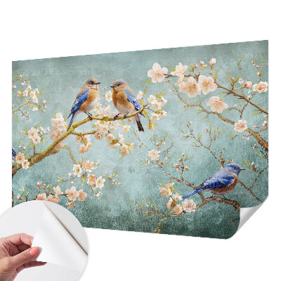 Peel and stick wall mural for kids' room with a spring birds design