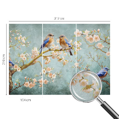 Peel and stick wall mural for kids' room Spring birds