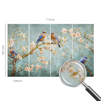 Peel and stick wall mural for kids' room Spring birds