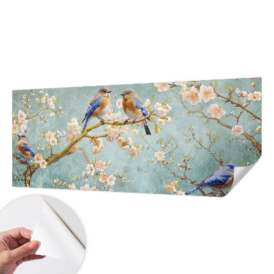 Peel and stick wall mural for kids' room with a spring birds design