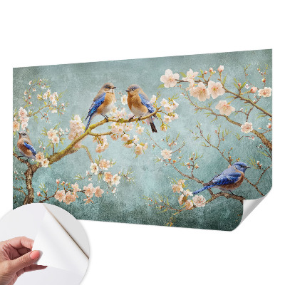Peel and stick wall mural for kids' room with a spring birds design