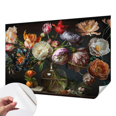 3D photo wallpaper mural with a flower bouquet design