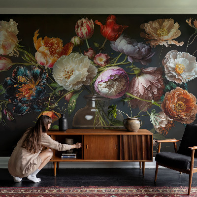 3D photo wallpaper mural with a flower bouquet design