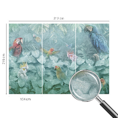 Nursery wall mural with an exotic birds design