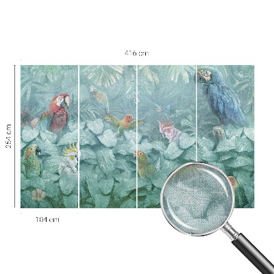 Nursery wall mural with an exotic birds design
