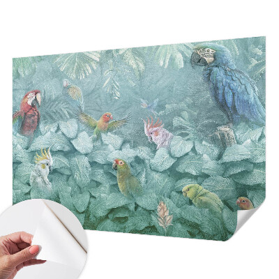 Nursery wall mural with an exotic birds design