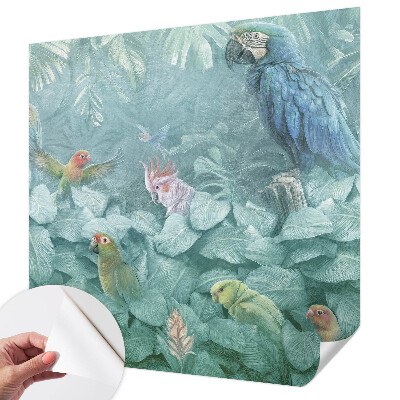 Nursery wall mural with an exotic birds design