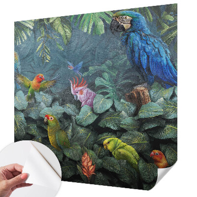 Children's wall mural with an exotic jungle design