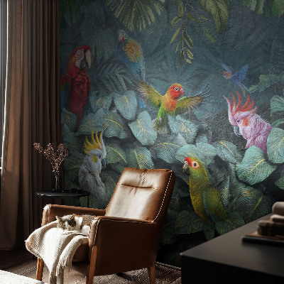 Children's wall mural with an exotic jungle design