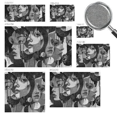 Baby room wall mural with a pattern of women's faces suitable for a nursery