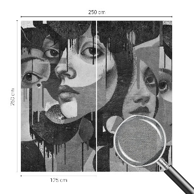 Baby room wall mural with a pattern of women's faces suitable for a nursery