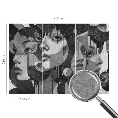 Baby room wall mural with a pattern of women's faces suitable for a nursery