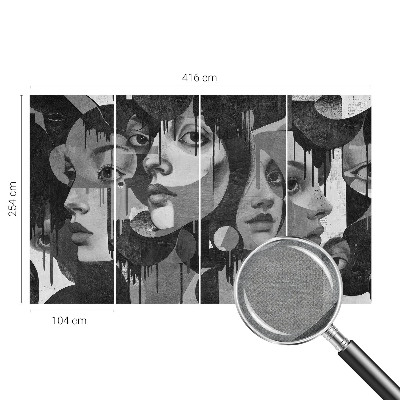 Baby room wall mural with a pattern of women's faces suitable for a nursery