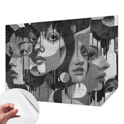Baby room wall mural with a pattern of women's faces suitable for a nursery