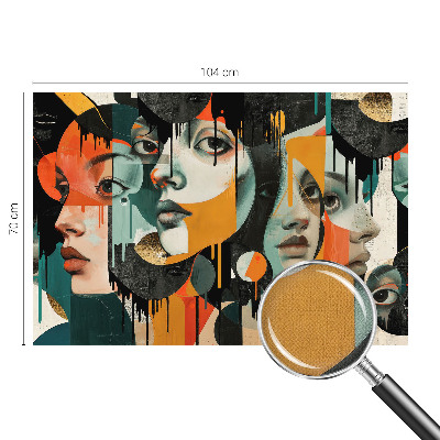 Peel and stick wall mural with a colorful faces design