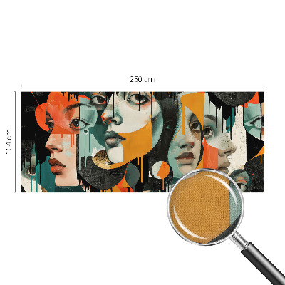 Peel and stick wall mural with a colorful faces design