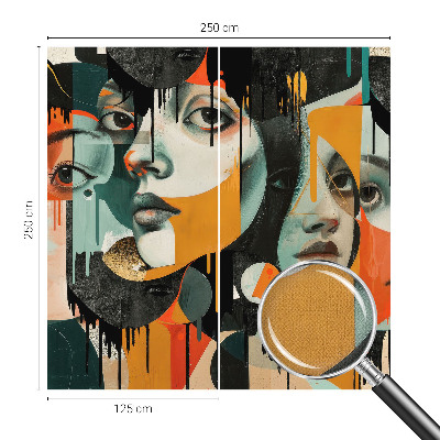 Peel and stick wall mural with a colorful faces design