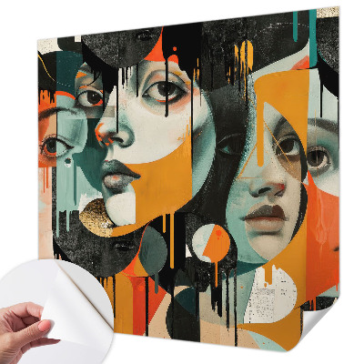 Peel and stick wall mural Colorful faces