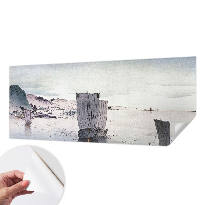 Peel and stick wallpaper mural with a nautical scenery design