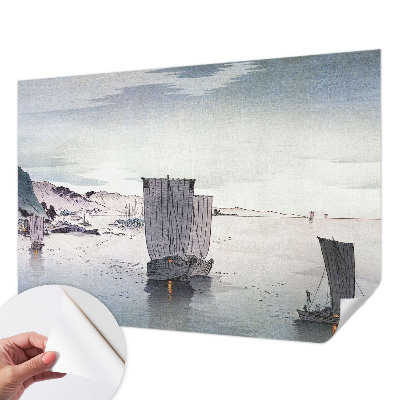 Peel and stick wallpaper mural with a nautical scenery design