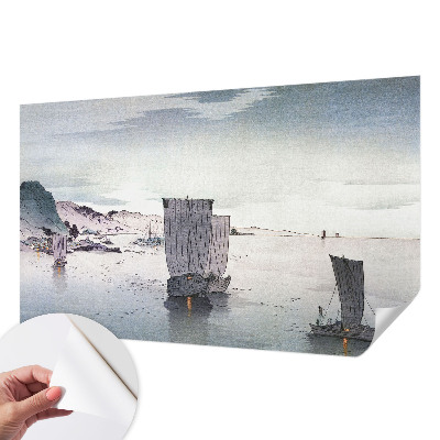 Peel and stick wallpaper mural with a nautical scenery design