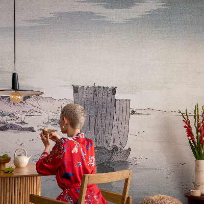 Peel and stick wallpaper mural with a nautical scenery design