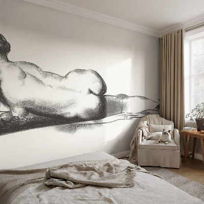 Self-adhesive wall mural a subtle abstract design with muted tones