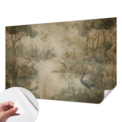Self-adhesive photo wallpaper with a forest scene