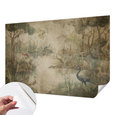 Self-adhesive photo wallpaper with a forest scene